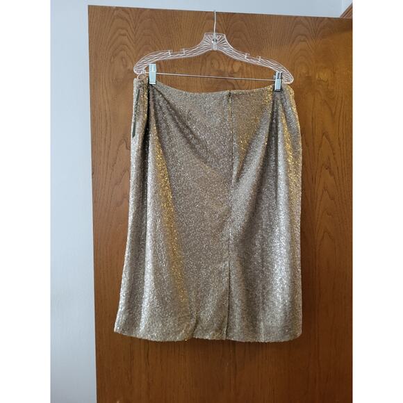 Vintage Lauren Ralph Lauren Champagne Miniature Sequin Zip Skirt NWT 16W - Picture 2 of 5